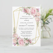 Blush roze Rose Floral Engagement Party Kaart (Staand voorkant)