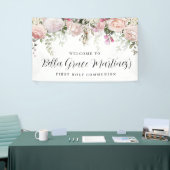 Blush Roze Rose Floral First Community Welkom Spandoek (Beurs)
