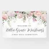 Blush Roze Rose Floral First Community Welkom Spandoek (Horizontaal)