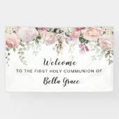 Blush Roze Rose Floral First Community Welkom Spandoek (Horizontaal)