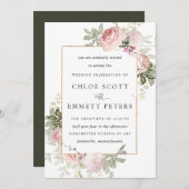 Blush Roze Rose Floral Weddenschap Kaart (Voorkant / Achterkant)