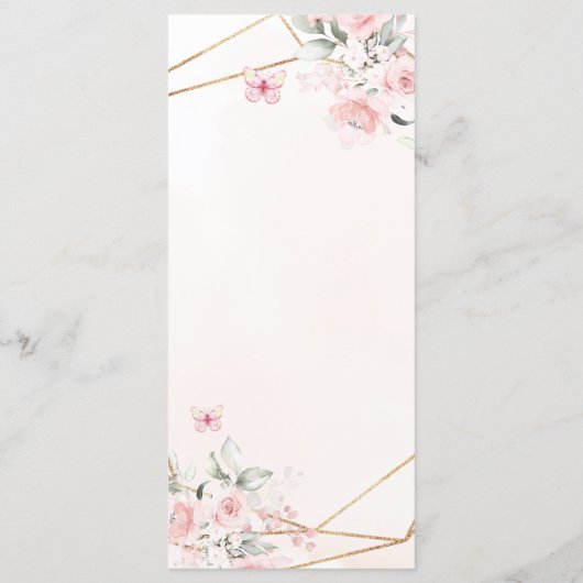 Blush Roze Rose Geometrische Sweet Zestien Verjaar Menu (Achterkant)