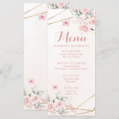 Blush Roze Rose Geometrische Sweet Zestien Verjaar Menu (Voorkant / Achterkant)