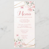 Blush Roze Rose Geometrische Sweet Zestien Verjaar Menu (Voorkant)