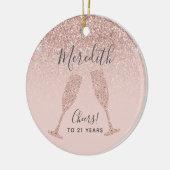Blush Roze Rose Gold 21st Birthday Holiday Gift Keramisch Ornament (Links)