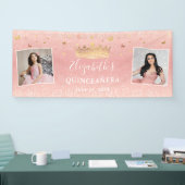 Blush Roze Rose Gold 2 Foto van Birthday Quinceane Spandoek (Beurs)