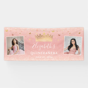 Blush Roze Rose Gold 2 Foto van Birthday Quinceane Spandoek