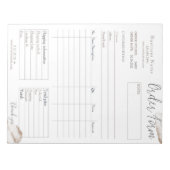 Blush Roze Rose Gold Business Order Form Notitiebl Notitieblok (Voorkant)