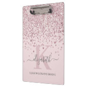 Blush Roze Rose Gold Diamond Glitter Monogramed Klembord (Links)
