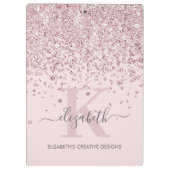 Blush Roze Rose Gold Diamond Glitter Monogramed Klembord (Achterkant)