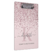 Blush Roze Rose Gold Diamond Glitter Monogramed Klembord (Rechts)