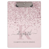 Blush Roze Rose Gold Diamond Glitter Monogramed Klembord (Voorkant)
