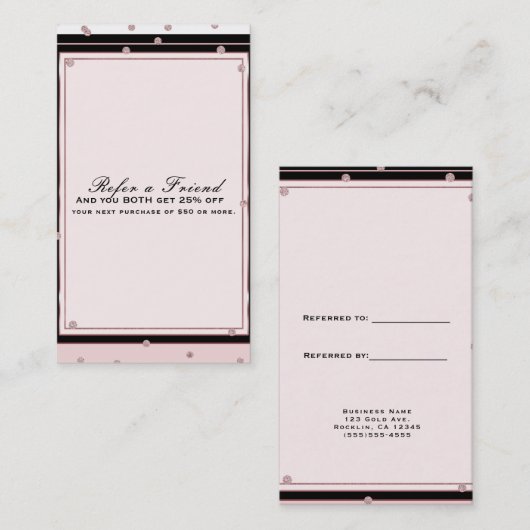 Blush Roze Rose Gold Elegant Modern Verwijs een vr Aanbevelingskaartje (Voorkant / Achterkant)