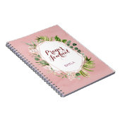 Blush Roze Rose Gold Floral Name Prayer Journal Notitieboek (Rechterzijde)