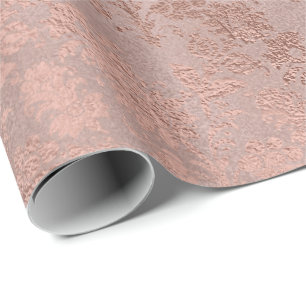Blush Roze Rose Gold Floral Poeder Floral Monochro Cadeaupapier