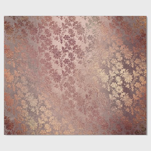 Blush Roze Rose Gold Floral Powder Faux Floral Cadeaupapier (Vlak)