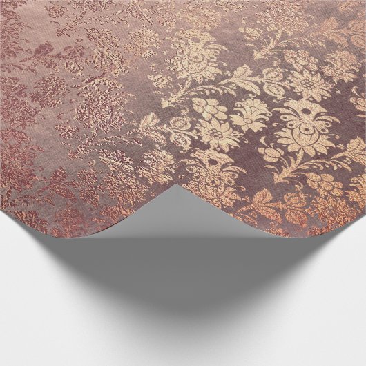 Blush Roze Rose Gold Floral Powder Faux Floral Cadeaupapier (Hoek)