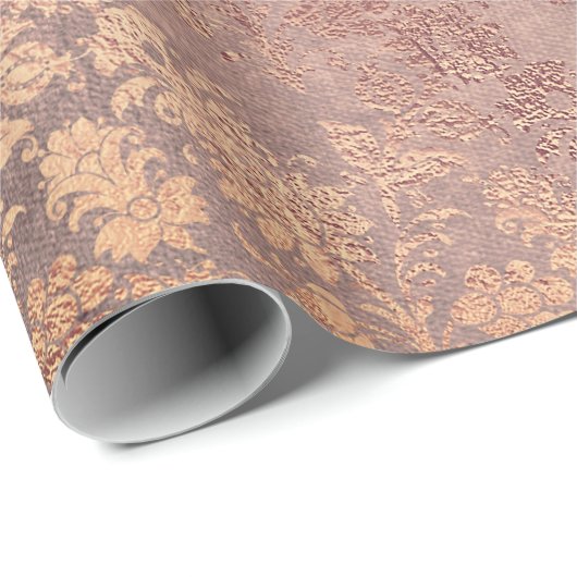 Blush Roze Rose Gold Floral Powder Faux Floral Cadeaupapier (Rol Hoek)