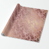 Blush Roze Rose Gold Floral Powder Floral Cadeaupapier (Uitgerold)