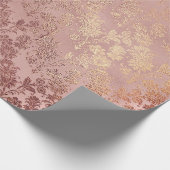 Blush Roze Rose Gold Floral Powder Floral Cadeaupapier (Hoek)