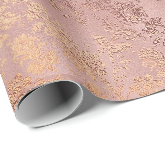 Blush Roze Rose Gold Floral Powder Floral Cadeaupapier (Rol Hoek)