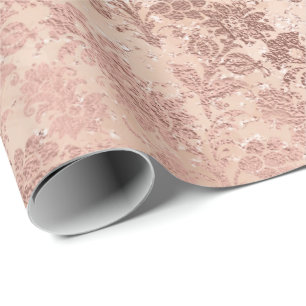 Blush Roze Rose Gold Floral Powder Glitter Floral Cadeaupapier