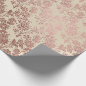 Blush Roze Rose Gold Floral Powder Ivory Linen Cadeaupapier (Hoek)