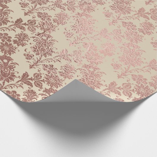 Blush Roze Rose Gold Floral Powder Ivory Linen Cadeaupapier (Hoek)