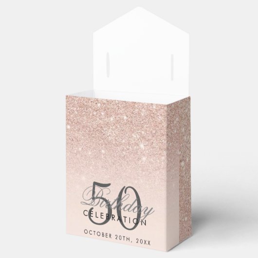 Blush Roze Rose Gold Glitter Birth Day Dank je wel Bedankdoosjes (Geopend)