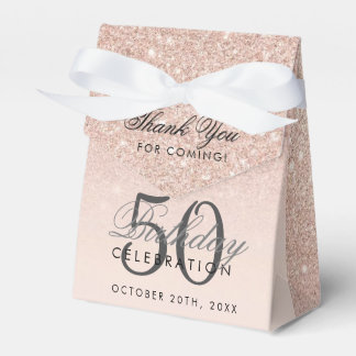 Blush Roze Rose Gold Glitter Birth Day Dank je wel Bedankdoosjes