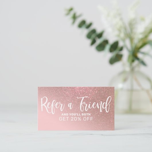 Blush Roze Rose Gold Glitter Gradient Typografie Aanbevelingskaartje (Staand voorkant)