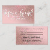 Blush Roze Rose Gold Glitter Gradient Typografie Aanbevelingskaartje (Voorkant / Achterkant)