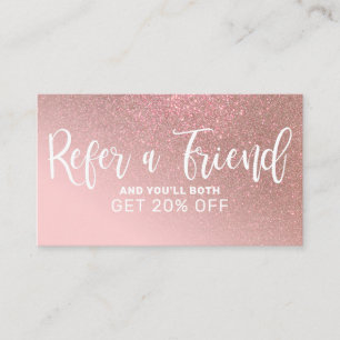 Blush Roze Rose Gold Glitter Gradient Typografie Aanbevelingskaartje