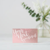 Blush Roze Rose Gold Glitter Gradient Typografie Afsprakenkaartje (Staand voorkant)
