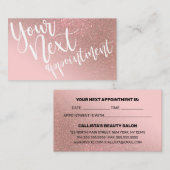 Blush Roze Rose Gold Glitter Gradient Typografie Afsprakenkaartje (Voorkant / Achterkant)