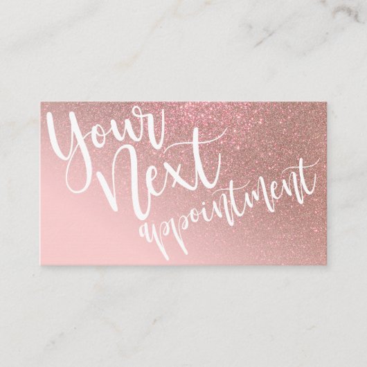 Blush Roze Rose Gold Glitter Gradient Typografie Afsprakenkaartje (Voorkant)