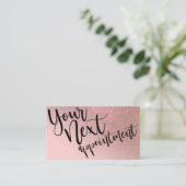 Blush Roze Rose Gold Glitter Gradient Typografie Afsprakenkaartje (Staand voorkant)