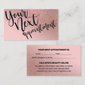 Blush Roze Rose Gold Glitter Gradient Typografie Afsprakenkaartje (Voorkant / Achterkant)