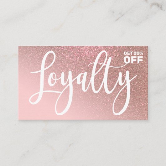 Blush Roze Rose Gold Glitter Gradient Typografie Klantenkaartje (Voorkant)