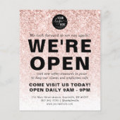 Blush Roze Rose Gold Glitter Logo Merk We zijn ope Flyer (Achterkant)