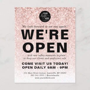 Blush Roze Rose Gold Glitter Logo Merk We zijn ope Flyer