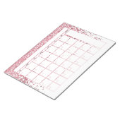 Blush Roze Rose Gold Glitter Maandelijkse Agenda Notitieblok (Schuin)