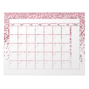 Blush Roze Rose Gold Glitter Maandelijkse Agenda Notitieblok