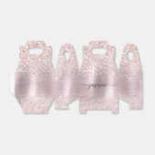 Blush Roze Rose Gold Glitter Metal Monogram Naam Bedankdoosjes (Uitgevouwen)