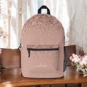 Blush Roze Rose Gold Glitter Monogram Naam Bedrukte Rugzak