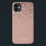 Blush Roze Rose Gold Glitter Monogram Naam Case-Mate iPhone Case<br><div class="desc">Roos Gold - Blush Pink Faux Sparkle and Dripping Glitter Brushed Metal Monogram Name and Initiaal Phone. Dit maakt de perfecte liefhebbende 16 verjaardag,  bruiloft,  vrijgezellenfeest,  verjaardagsdag,  baby shower of vrijgezellenfeest voor iemand die van luxe glam en stijl houdt.</div>