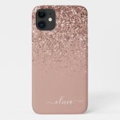 Blush Roze Rose Gold Glitter Monogram Naam Case-Mate iPhone Case (Achterkant)