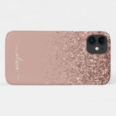 Blush Roze Rose Gold Glitter Monogram Naam Case-Mate iPhone Case (Achterkant (horizontaal))