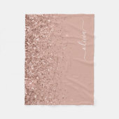 Blush Roze Rose Gold Glitter Monogram Naam Fleece Deken (Voorkant)