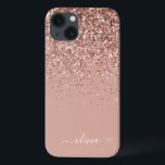 Blush Roze Rose Gold Glitter Monogram Name Hoesje- Case-Mate iPhone Case<br><div class="desc">Roos Gold - Blush Pink Faux Sparkle and Dripping Glitter Brushed Metal Monogram Name and Initiaal Phone. Dit maakt de perfecte liefhebbende 16 verjaardag,  bruiloft,  vrijgezellenfeest,  verjaardagsdag,  baby shower of vrijgezellenfeest voor iemand die van luxe glam en stijl houdt.</div>